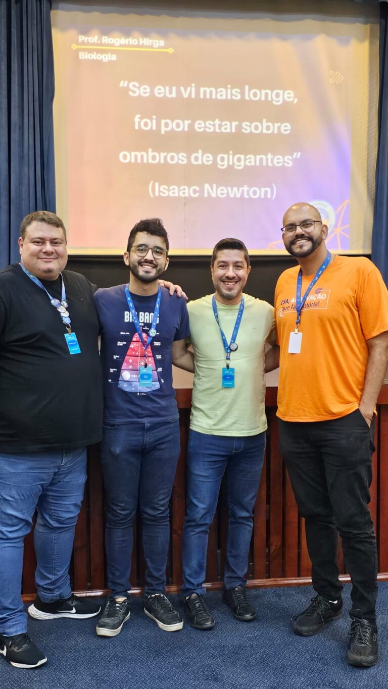 Coordenador Marcelo Khnayfes, professores Matheus, Hirga e Rafael